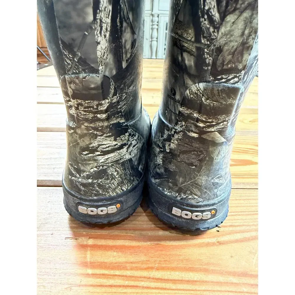 Bogs Boys Insulated Camo Rain Boots Size 1 Waterproof Winter Hunting Boots